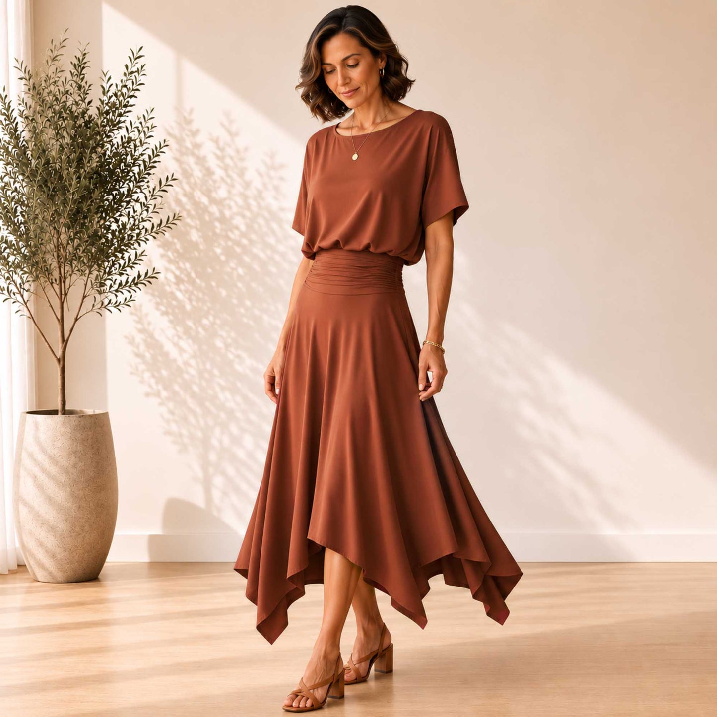 Two Piece Hanky Hem Skirt Set
