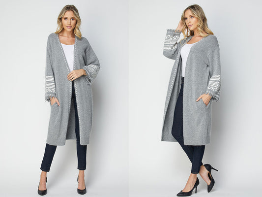 Viscose Wool Knit Duster Cardigan, Wool Sweater Coat, Wool Cardigan, Long Sweater Cardigan, Multi Yarn Sweater Cardigan, Gift wrapping