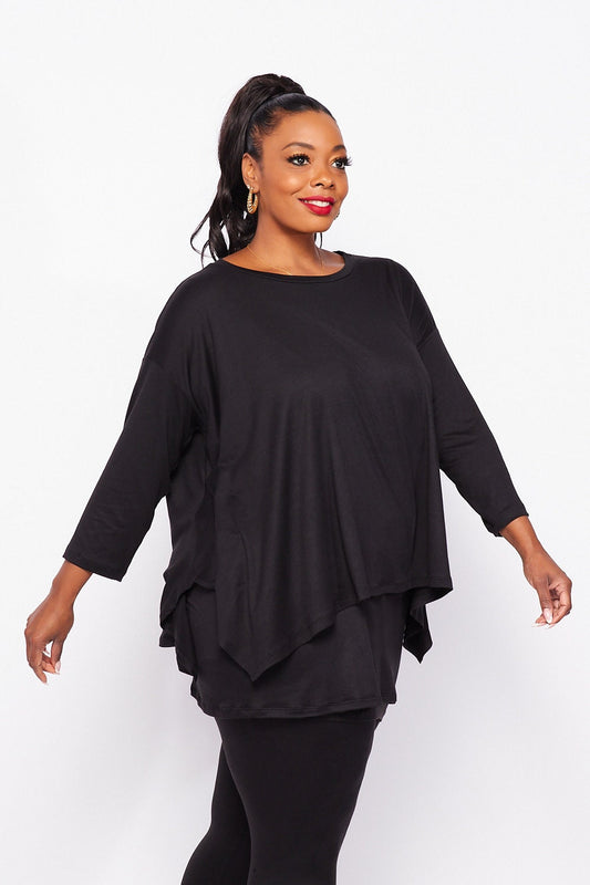 Oversized Double Layer Tunic Top, Plus Size, Loungewear, Lounge Tunic, Ethical, Sustainable, Made in USA