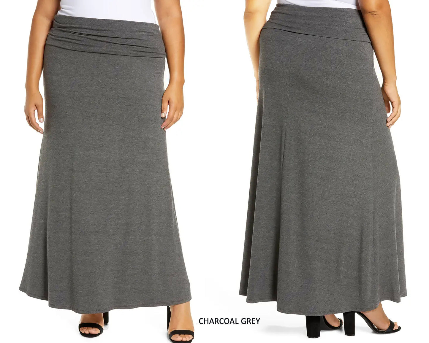 Convertible  Folded Waist Maxi Skirt/ 2-in 1 Flare Skirt, Flowy Skirt/ Plus Size Maxi Skirt/Lounge Skirt/ Sustainable/ Made in USA