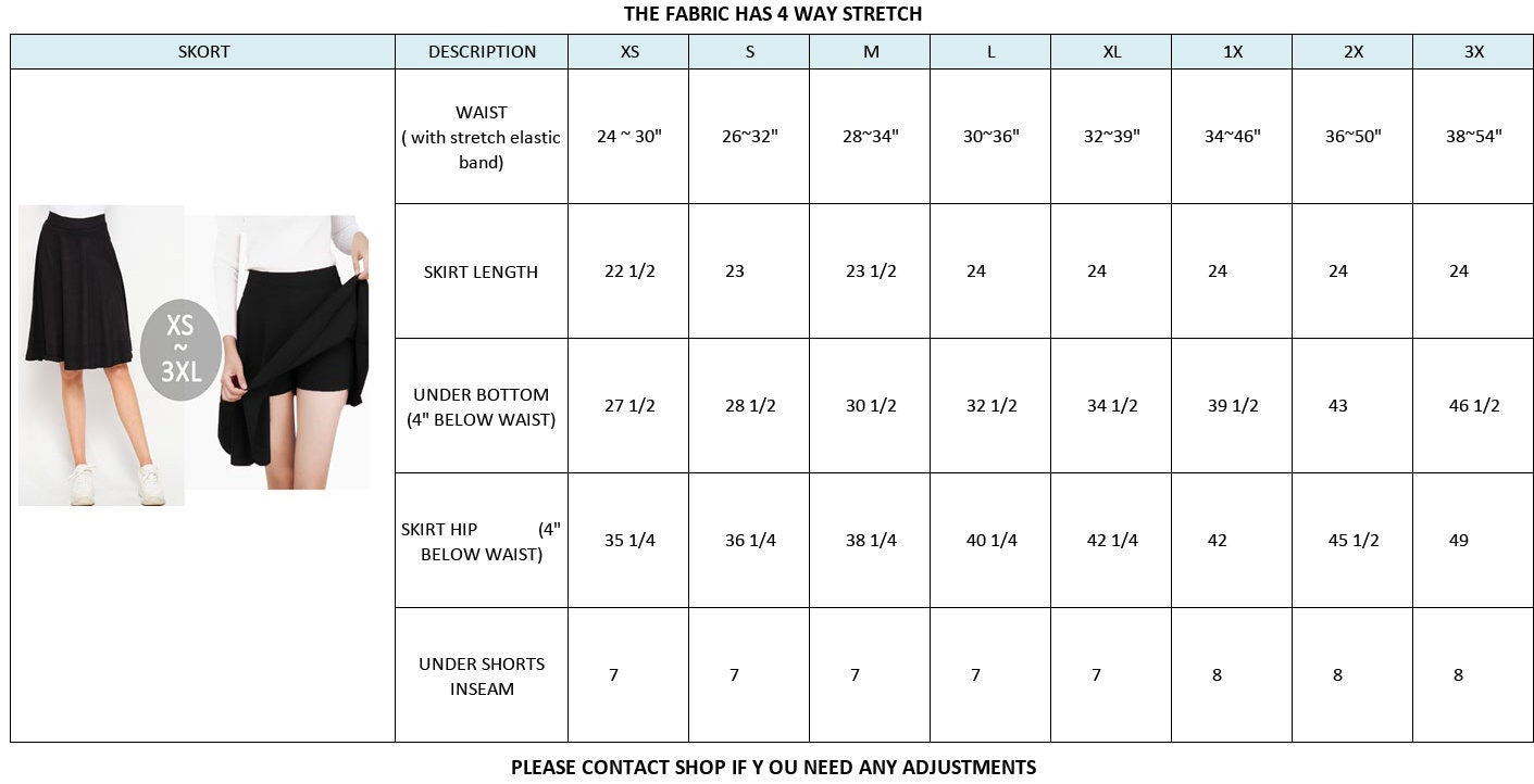 Skort, Built in Shorties, Skirted Leggings, Tennis Skort, Skirt Shorts, Shirt extender, Plus Size Skort, Flared shorties