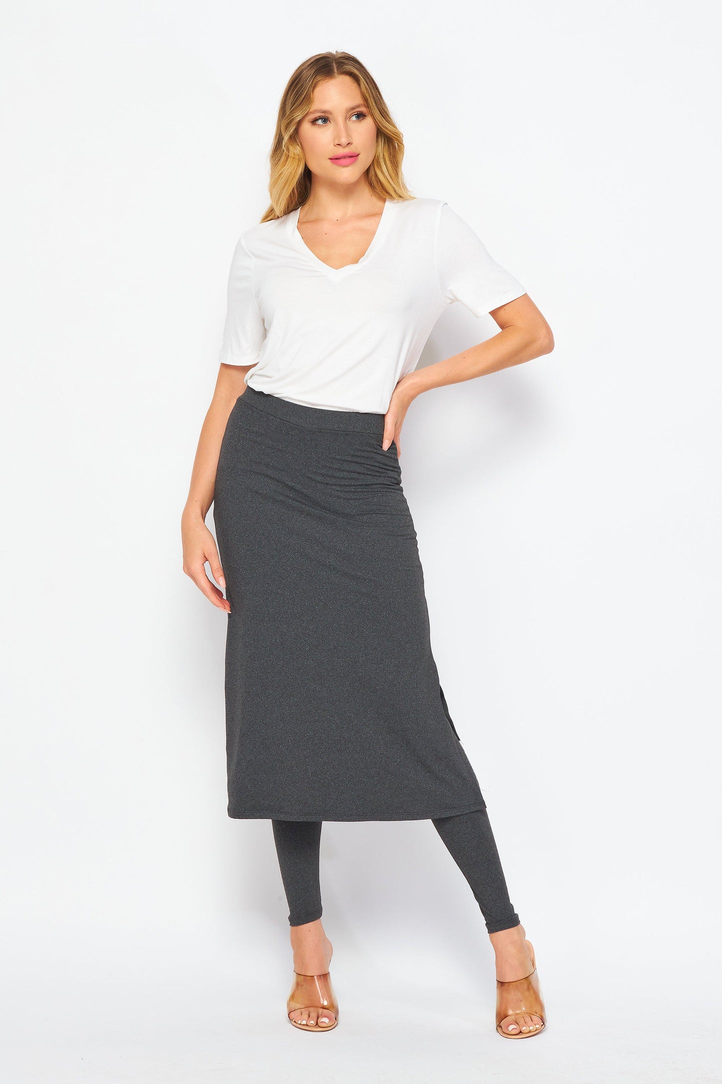 Pencil Skirted Leggings, Butter Soft Leggings Skirt, Plus Size Skirted Leggings, Cover up Skirt Leggings, Shirt Extender, Leisure Wear