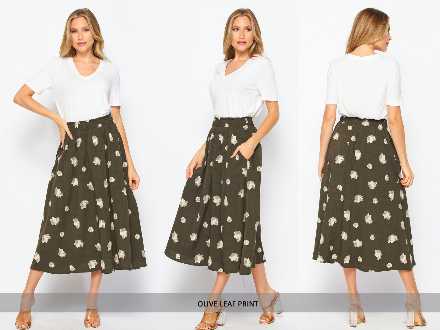 Printed Woven Midi Flared Skirt With Pockets / Paper bag skirt / Plus Size Midi Skirt / Lounge Skirt / Sustainable / Made in USA