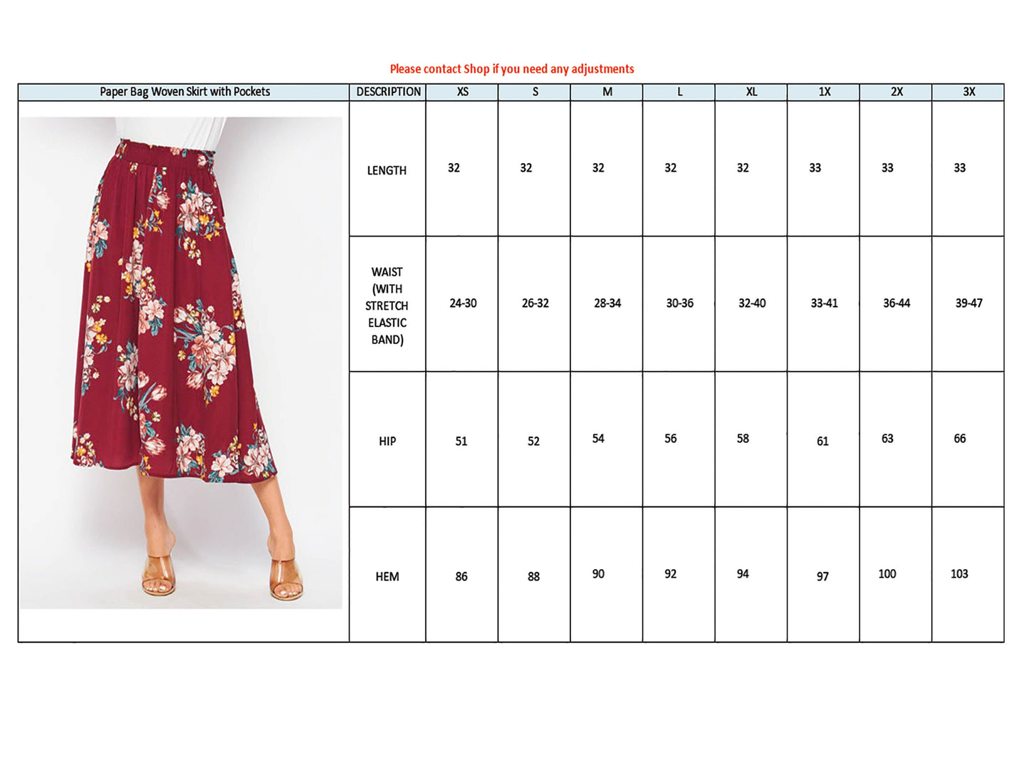 Printed Woven Midi Flared Skirt With Pockets / Paper bag skirt / Plus Size Midi Skirt / Lounge Skirt / Sustainable / Made in USA