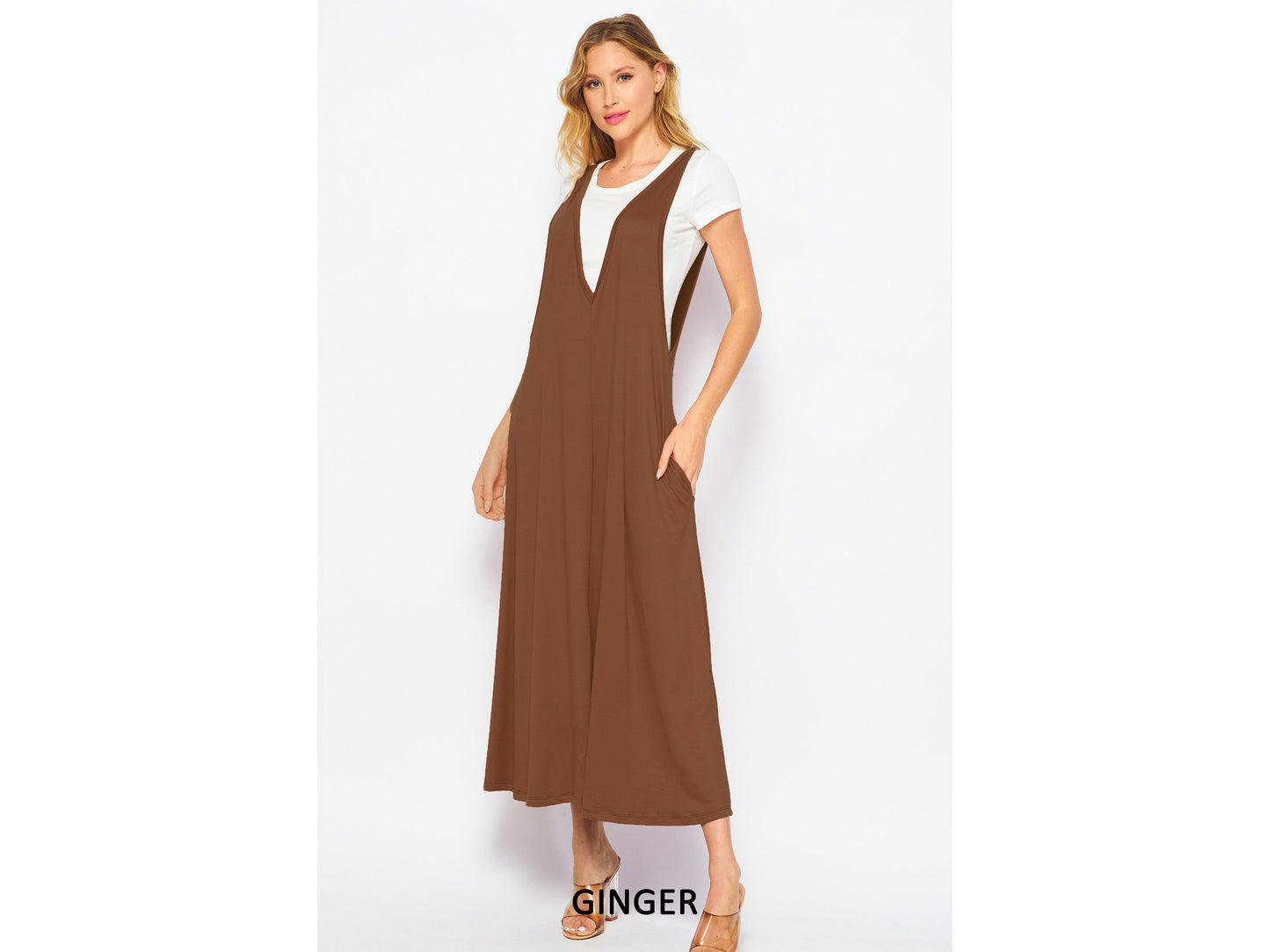 Customizable Overall Flared Dress with Pockets - Maternity- Friendly - Pinafore/Suspender/Apron Style - Handcrafted in USA