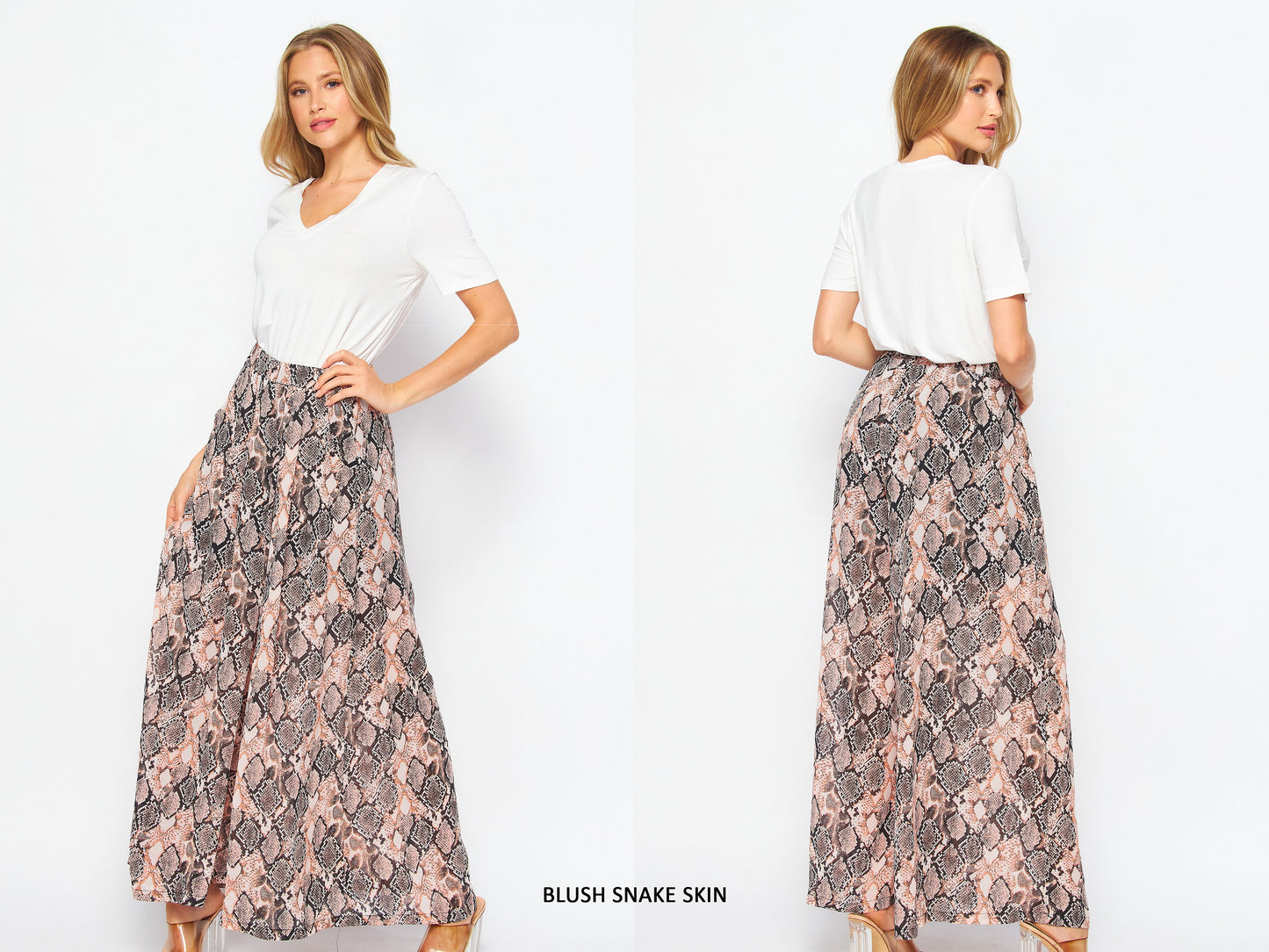 Pleated Wide Leg Palazzo Pants with Pocket / Stretch Elastic Waist Band / Fully Lined / Upcycled Clothing / Made In USA