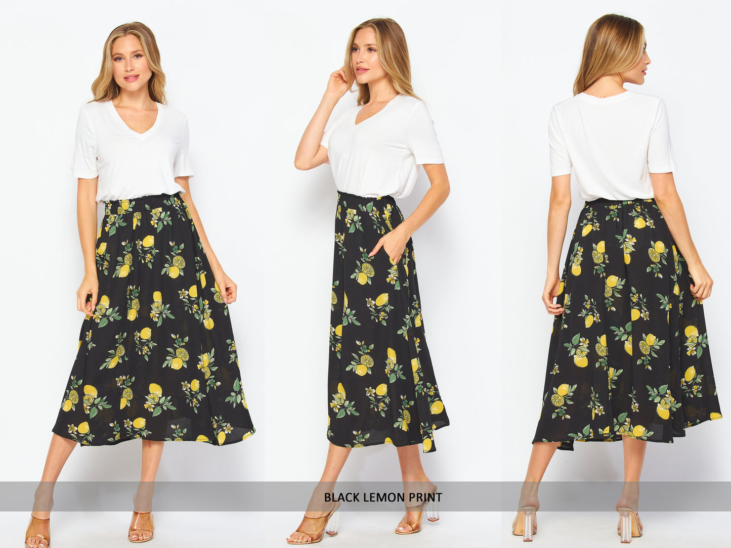 Printed Woven Midi Flared Skirt With Pockets / Paper bag skirt / Plus Size Midi Skirt / Lounge Skirt / Sustainable / Made in USA