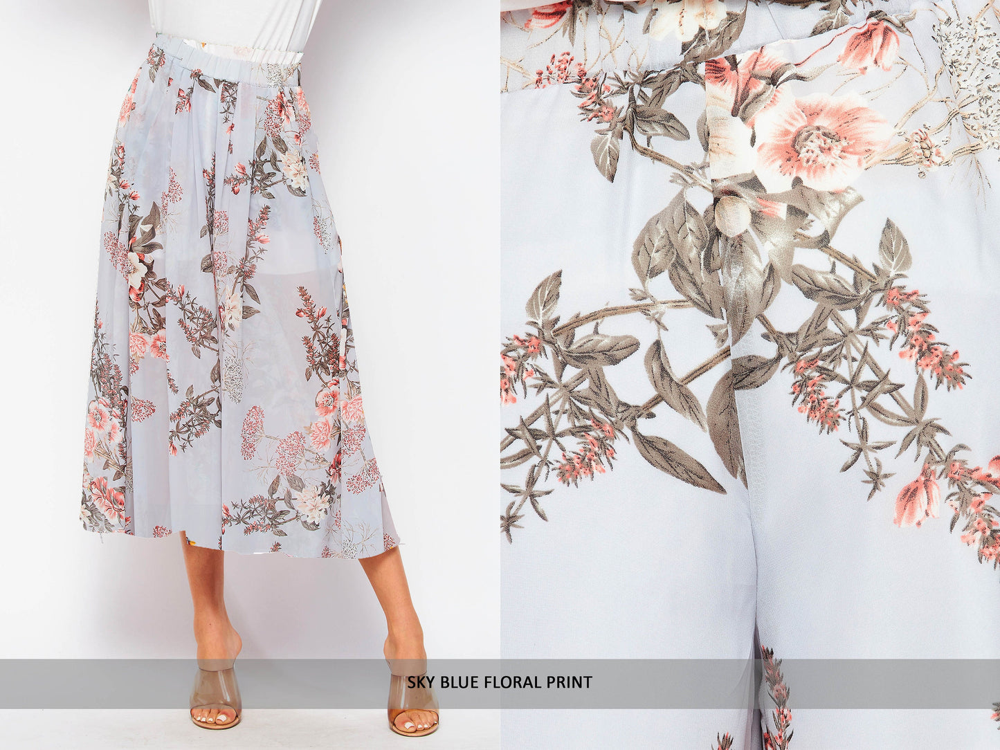 Printed Woven Midi Flared Skirt With Pockets / Paper bag skirt / Plus Size Midi Skirt / Lounge Skirt / Sustainable / Made in USA