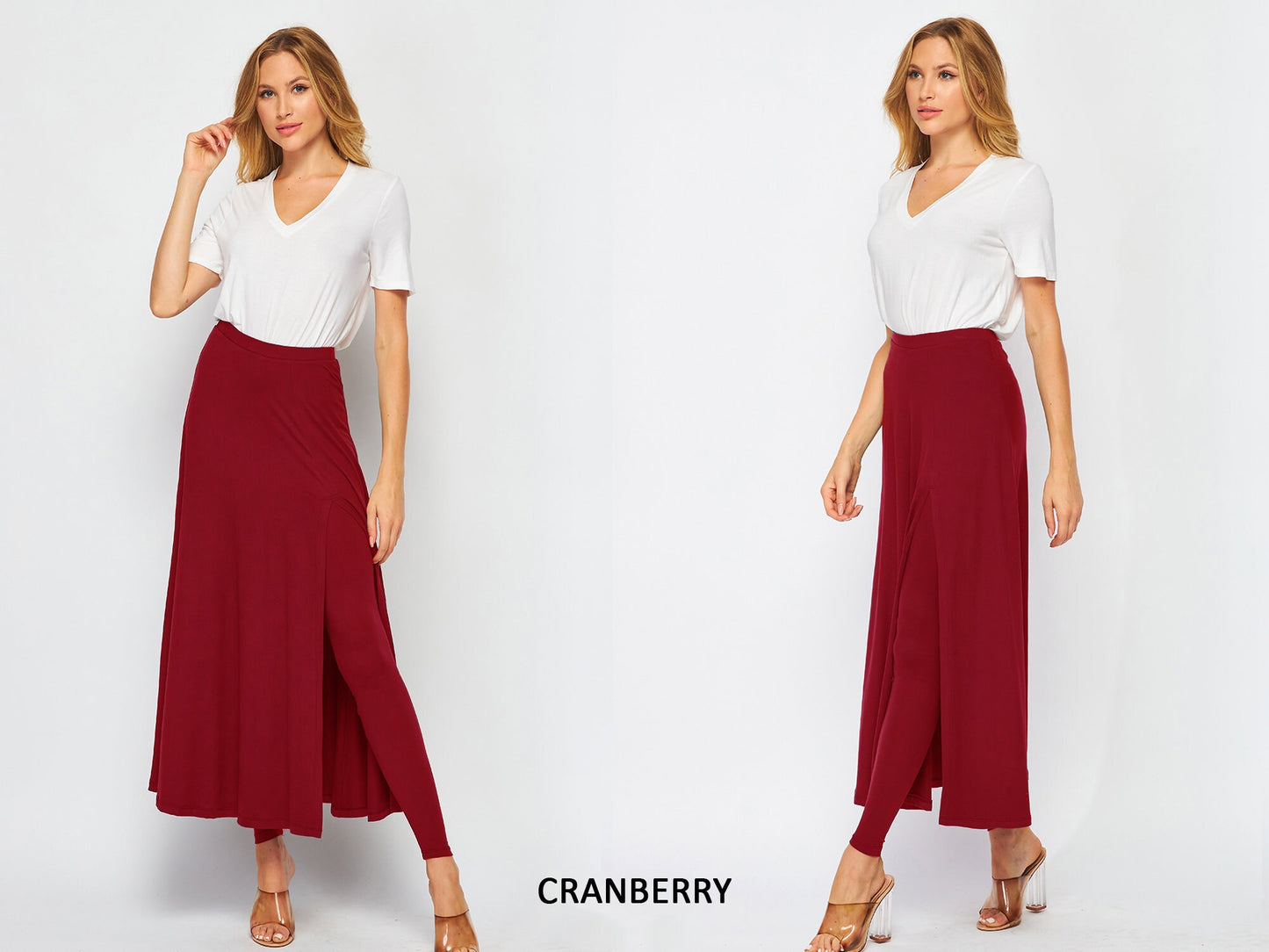 UPCYCLED 2 in 1 Maxi Flared Skirted Leggings With Slit - Available in Plus size