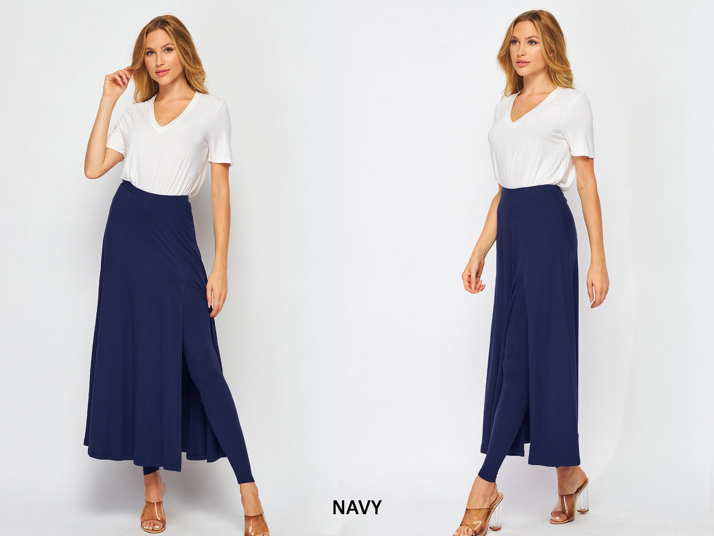 UPCYCLED 2 in 1 Maxi Flared Skirted Leggings With Slit - Available in Plus size