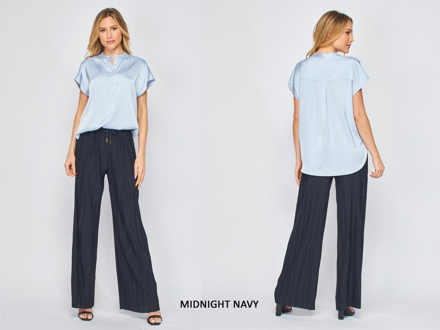 Accordion Pleated Wide Leg Palazzo Pants