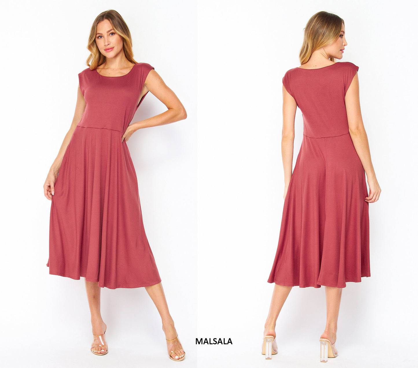 Easy & Comfy Flowy Cap Sleeve Midi Dress with Pockets - Custom Length, Buttery Soft, Breathable, Travel-Ready, Wrinkle-Free, Handmade in USA