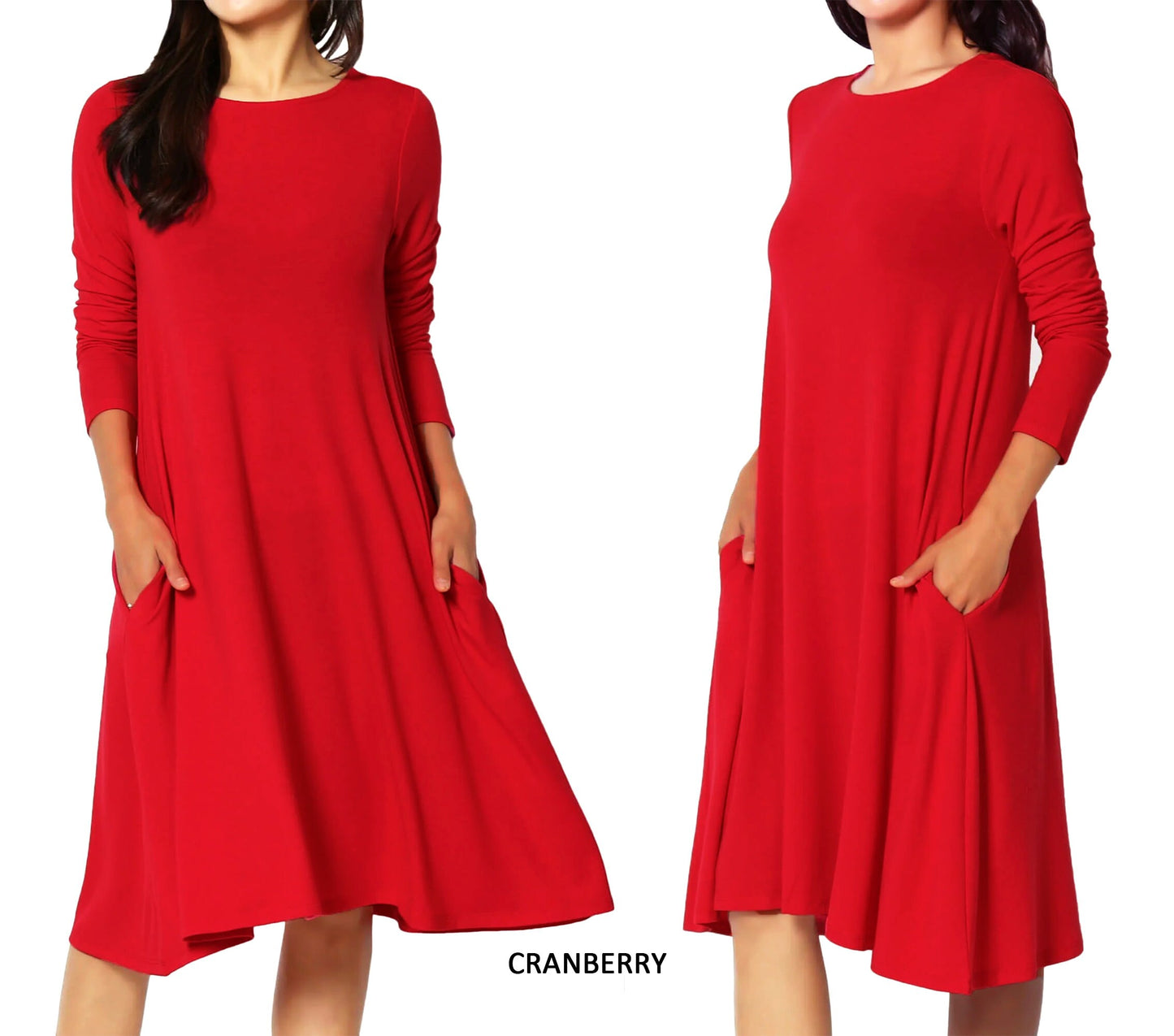 Buttery soft Long Sleeves T-shirt Dress with pocket - Custom Dress - Handmade to order