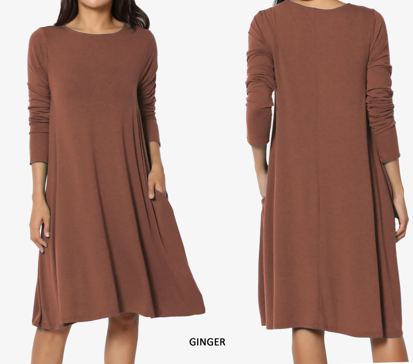 Buttery soft Long Sleeves T-shirt Dress with pocket - Custom Dress - Handmade to order