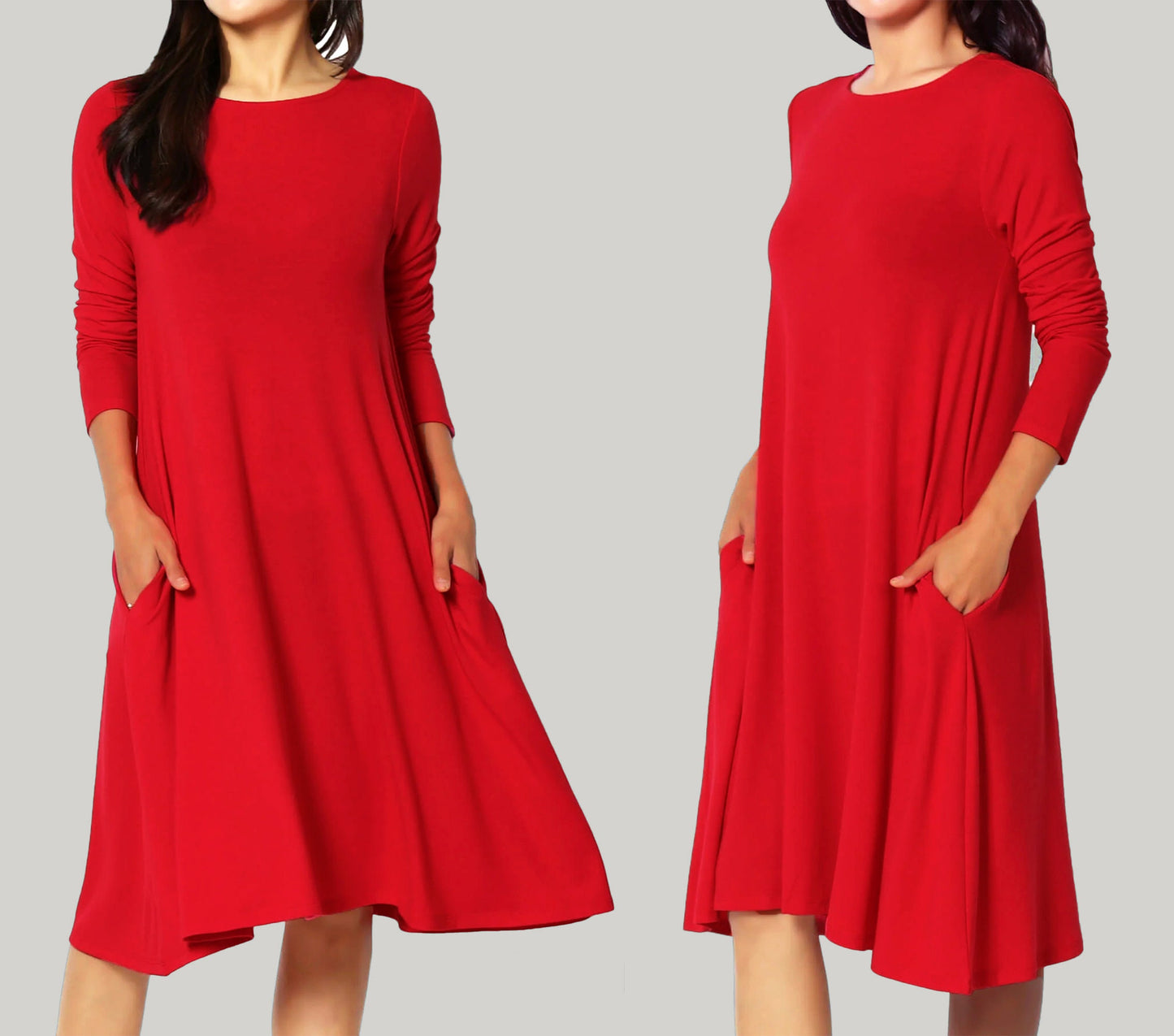 Buttery soft Long Sleeves T-shirt Dress with pocket - Custom Dress - Handmade to order