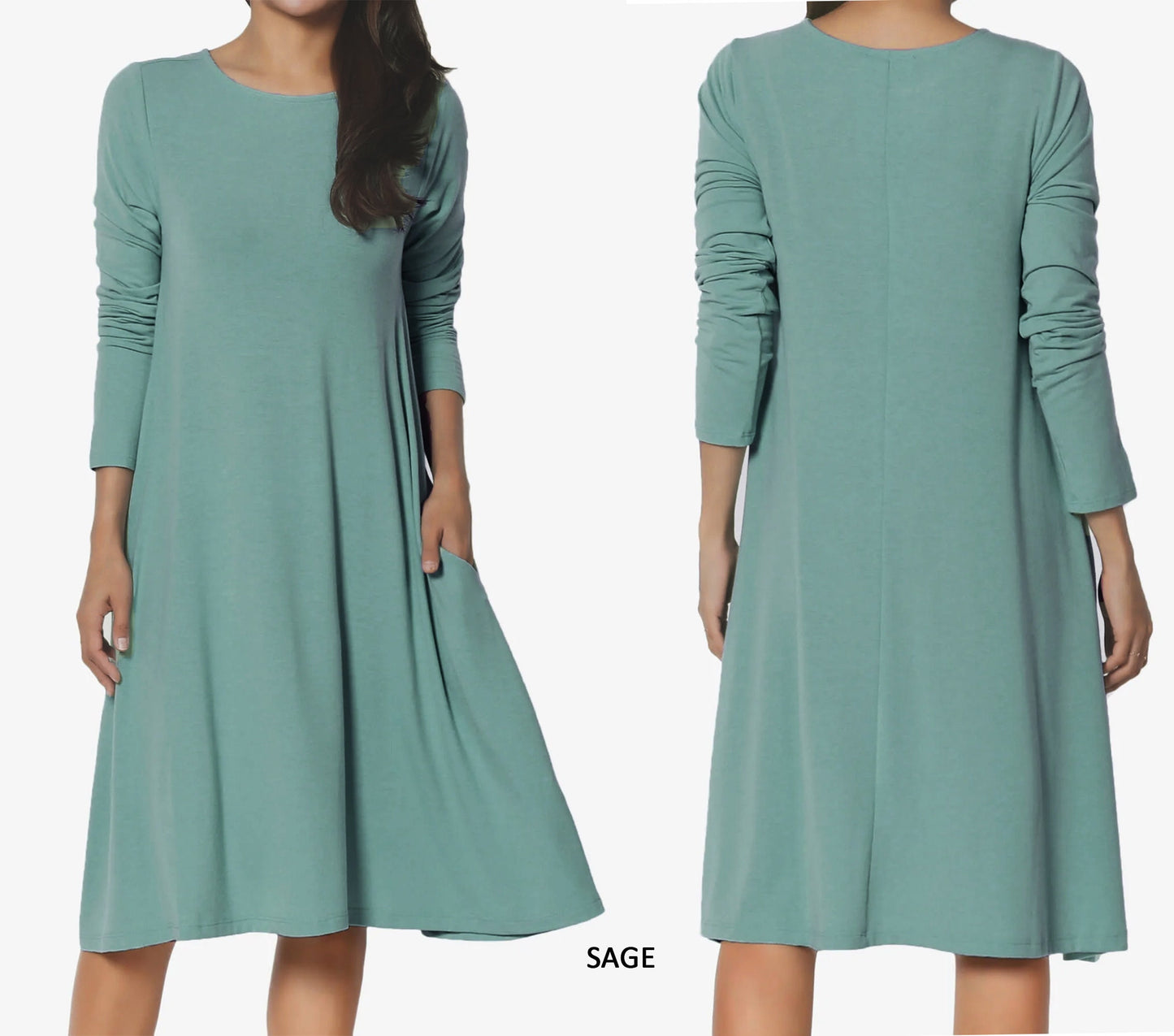 Buttery soft Long Sleeves T-shirt Dress with pocket - Custom Dress - Handmade to order