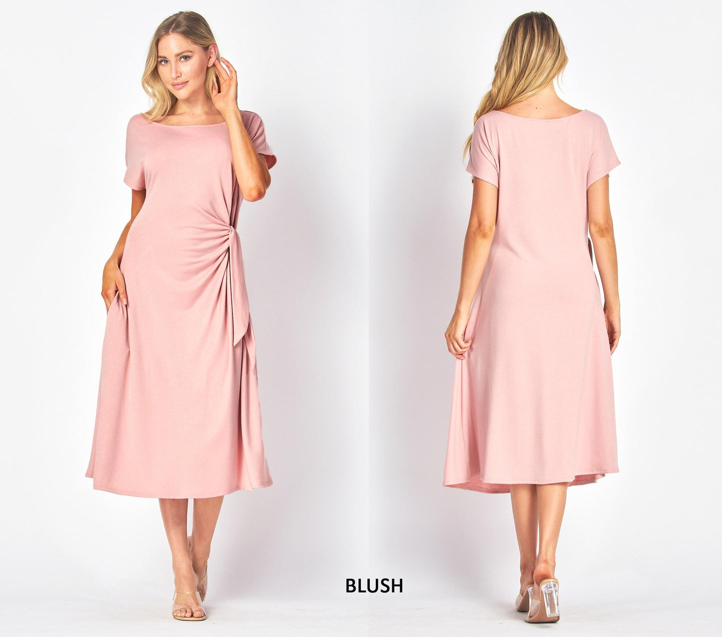 oft Side-Tie Midi Dress with Pockets – Petite, Plus, Tall | Casual, Maternity-Friendly, Handmade in USA