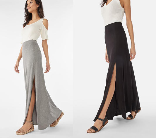 Upcycled butter Soft Maxi Skirt With Slit, Plus Size Maxi Skirt, Loungewear, Lounge Skirt, Ethical, Sustainable, Made in USA