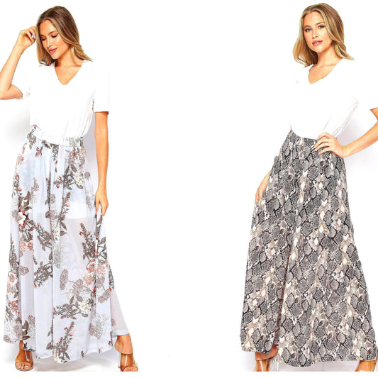 Pleated Wide Leg Palazzo Pants with Pocket / Stretch Elastic Waist Band / Fully Lined / Upcycled Clothing / Made In USA