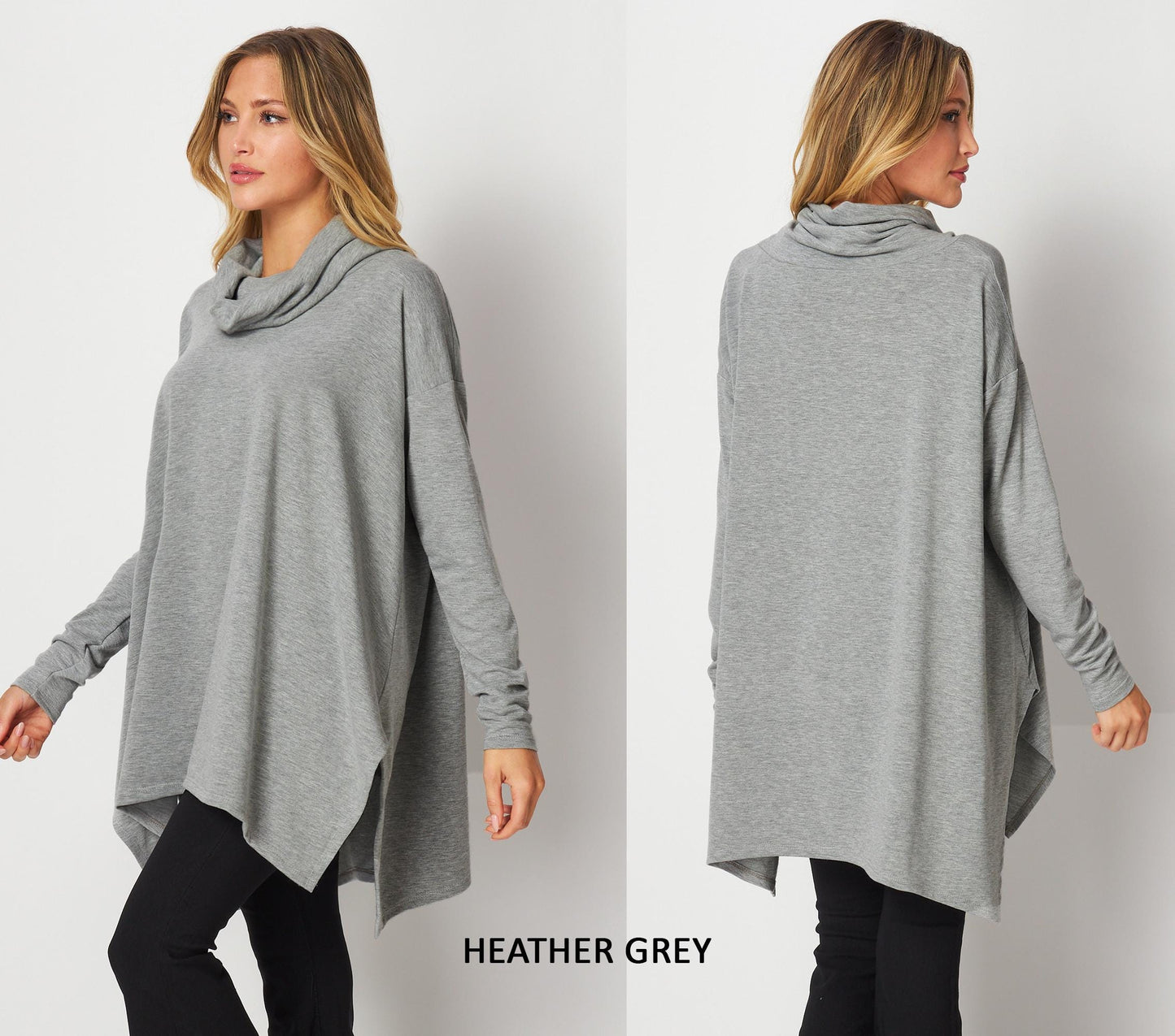 Upcycled butter Soft Oversized Turtle Neck Tunic Top, Plus Size Tunic Top Top, Loungewear, Lounge Tunic, Ethical, Sustainable, Made in USA