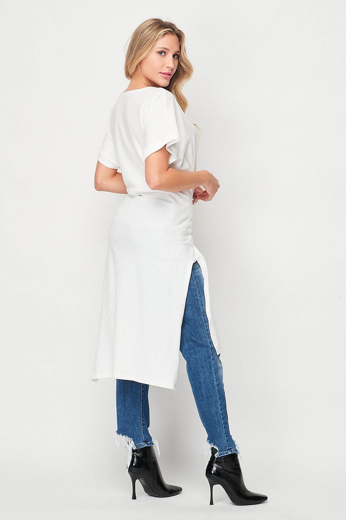 Casual Chic Long Tunic Top with Sash - Custom Length Available - Handmade in USA