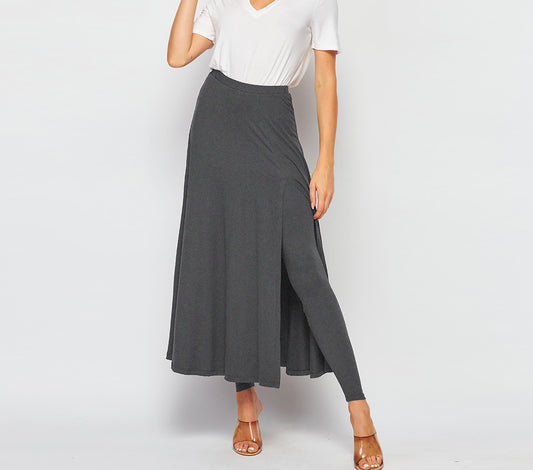 UPCYCLED 2 in 1 Maxi Flared Skirted Leggings With Slit - Available in Plus size