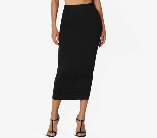 Upcycled Pencil Skirt with Slit/ Fitted Skirt/ Mid-calf Skirt/ Plus Size Pencil Skirt/ Lounge Skirt/ Sustainable/ Made in USA