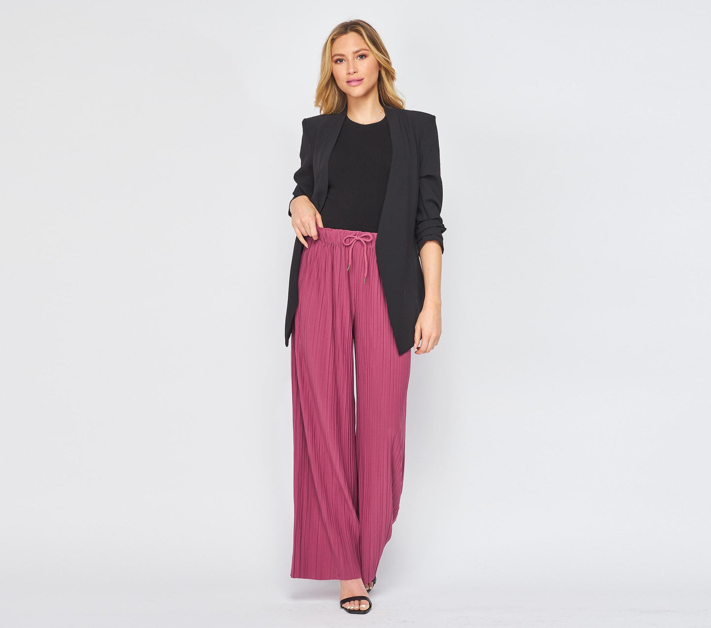 Accordion Pleated Wide Leg Palazzo Pants