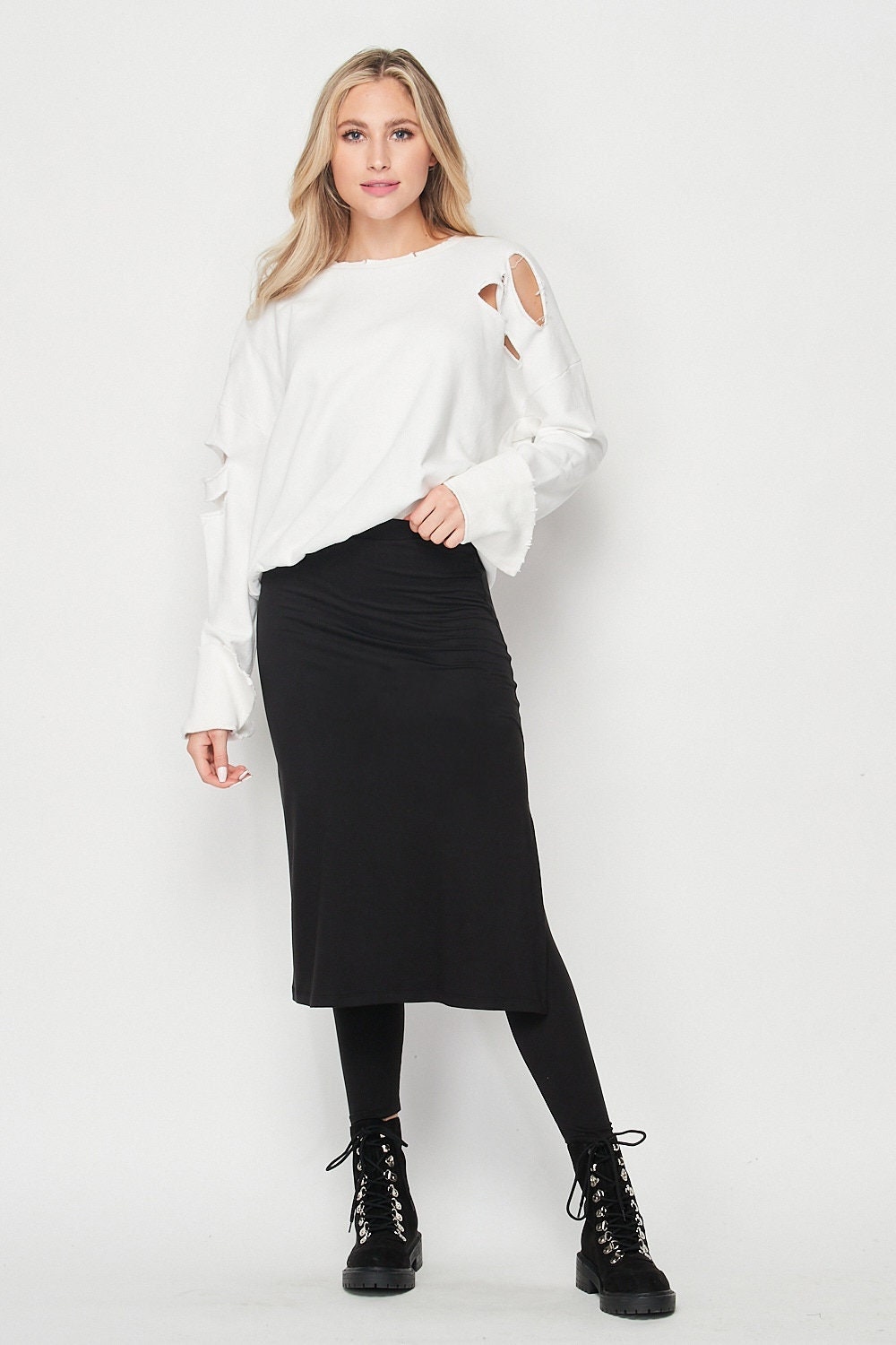 Pencil Skirted Leggings, Butter Soft Leggings Skirt, Plus Size Skirted Leggings, Cover up Skirt Leggings, Shirt Extender, Leisure Wear