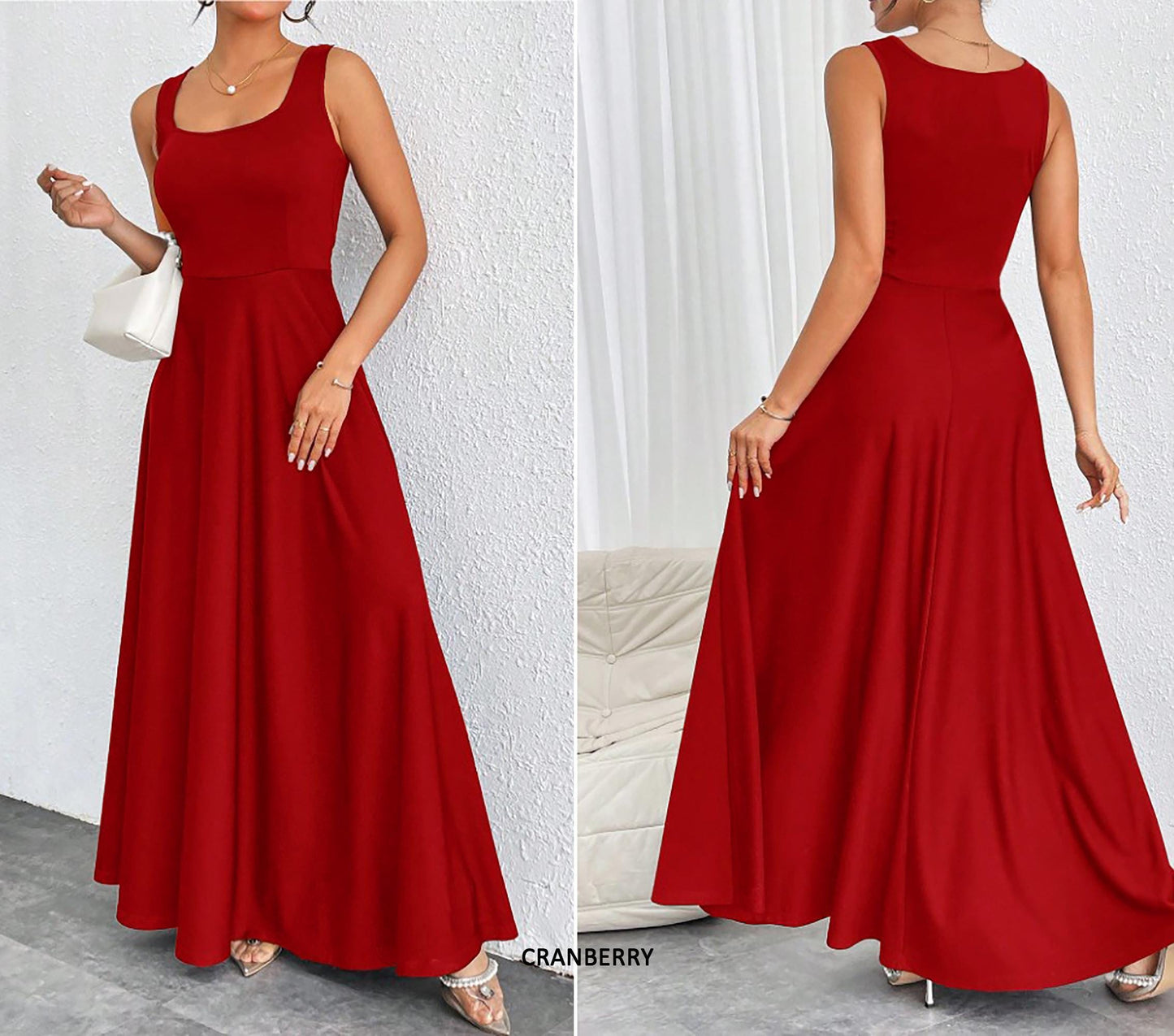 Flowy Sleeveless Square Neck Maxi Dress - Lightweight, Breathable, Travel-Friendly - Custom Lengths Available - Handmade in USA with Love