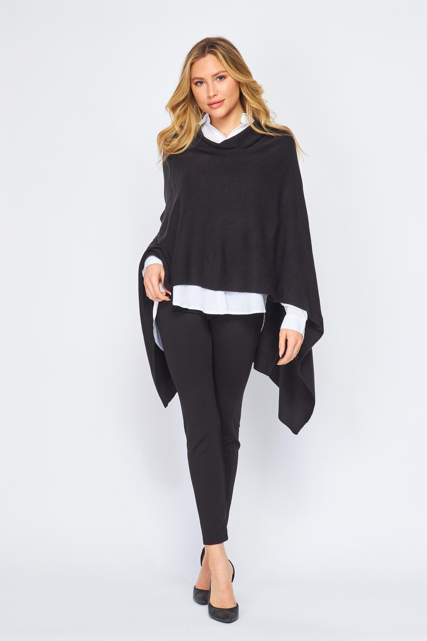 Convertible Wool Blended Knit Wrap Shawl – Multi-Way Poncho, Asymmetrical Cape, Elegant Travel Layer, Lightweight Sweater Wrap