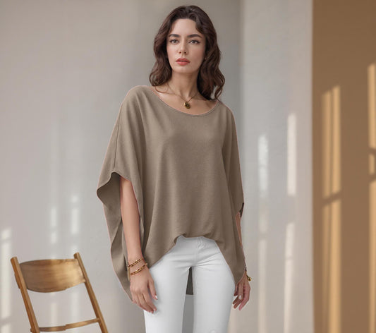 Oversized Draped Tunic Top, Comfortable, Elegant, Minimalist Chic, Blouse, Available in Petite, Plus, Tall, Handmade in USA