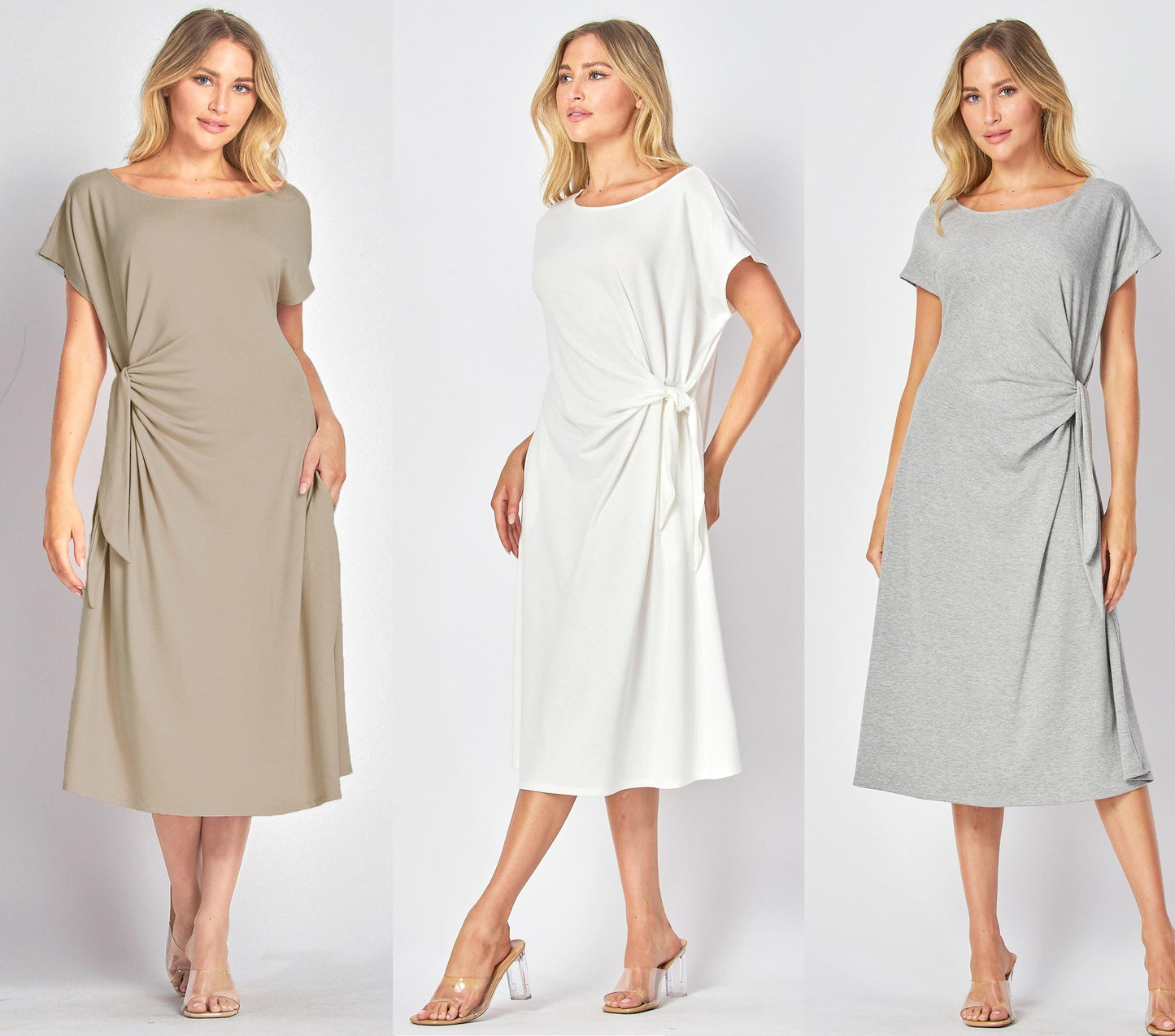 oft Side-Tie Midi Dress with Pockets – Petite, Plus, Tall | Casual, Maternity-Friendly, Handmade in USA