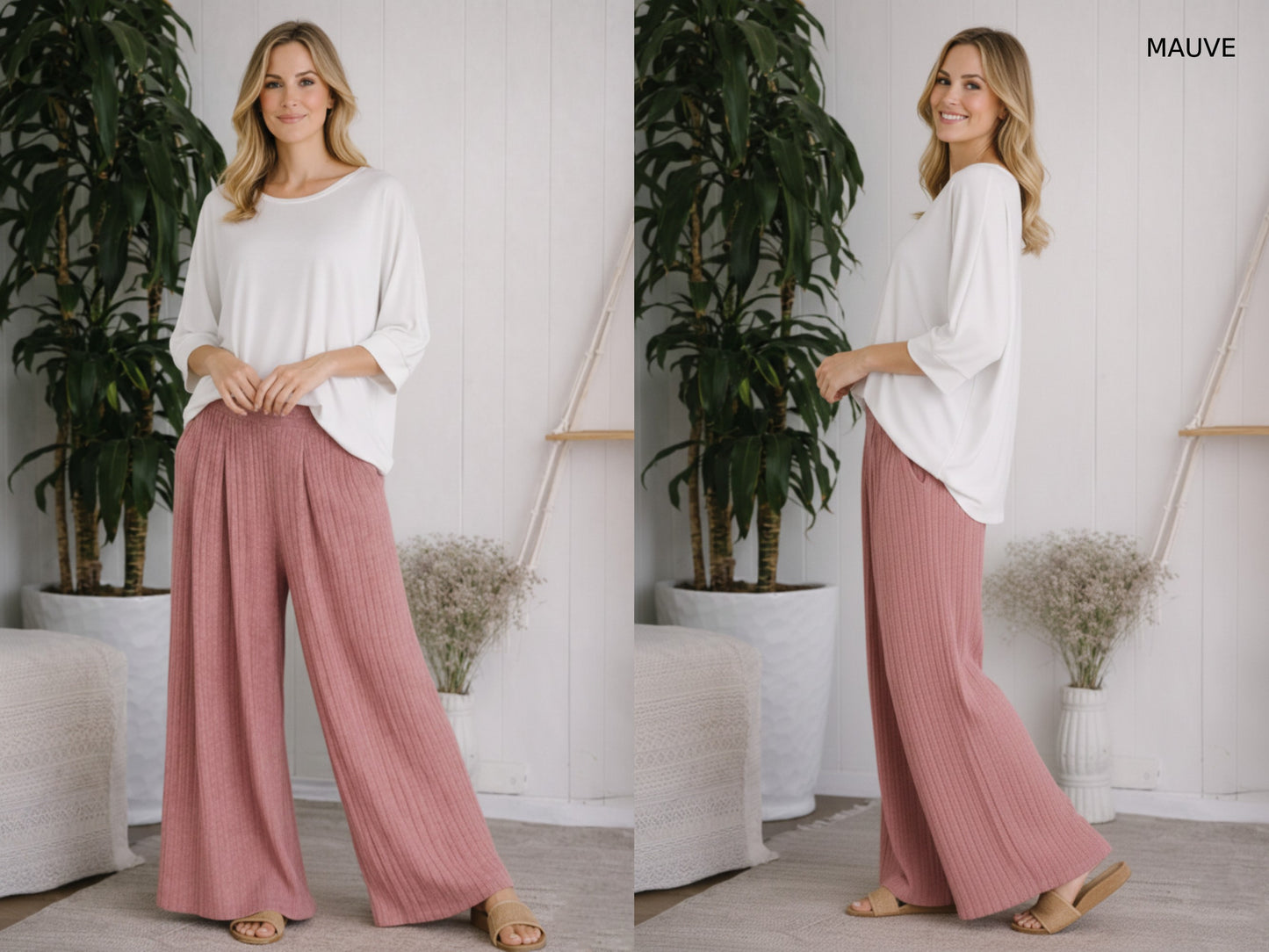Junie Custom Made High-Rise Wide Leg Knit Sweater Palazzo Pants with Pockets