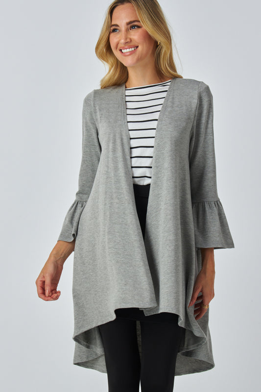 Custom Pocket High and Low Cardigan with Flared Sleeves – Buttery Soft, Wrinkle-Free & Travel Ready – Petite, Tall, Plus Size, Handmade