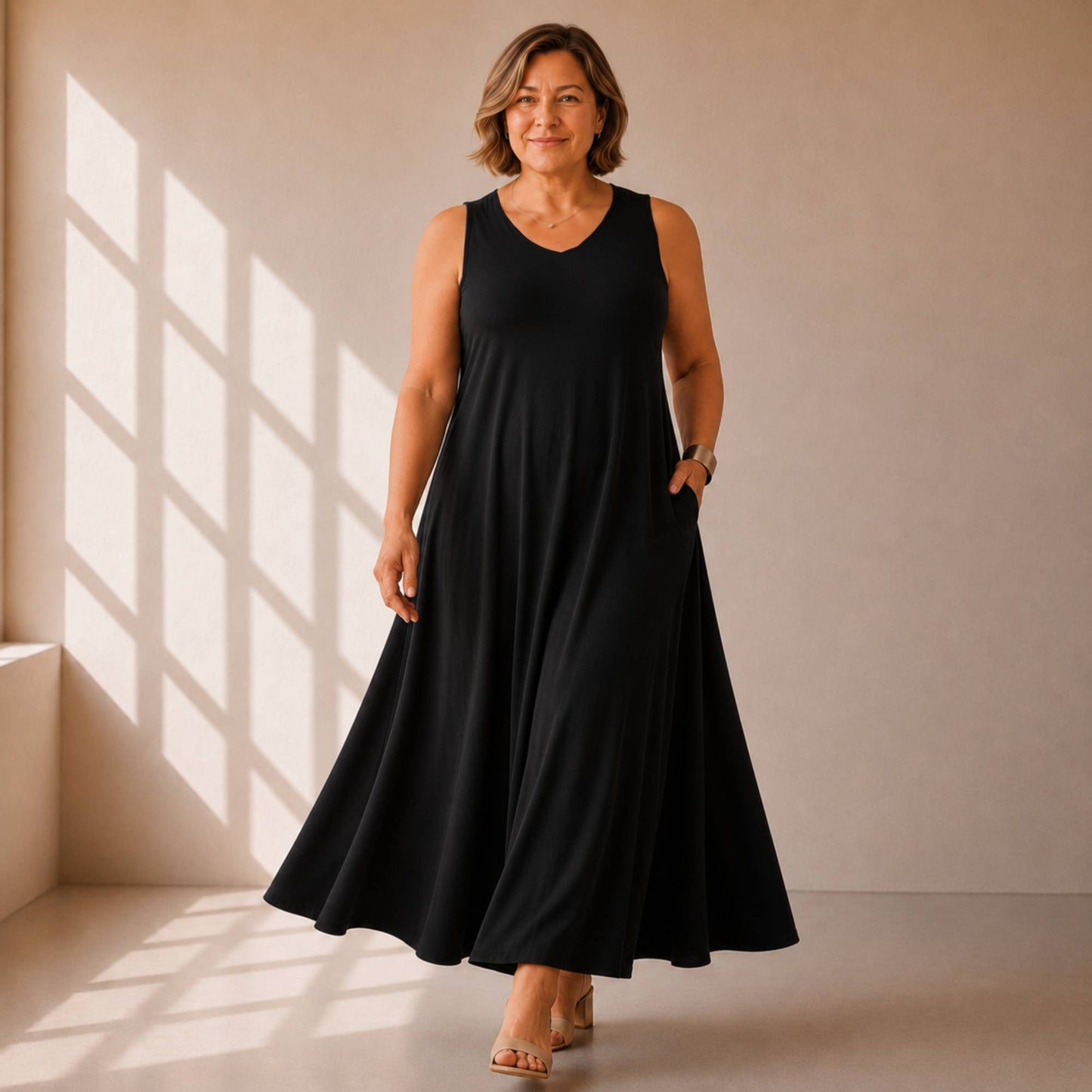 Flowy V-Neck Maxi Dress