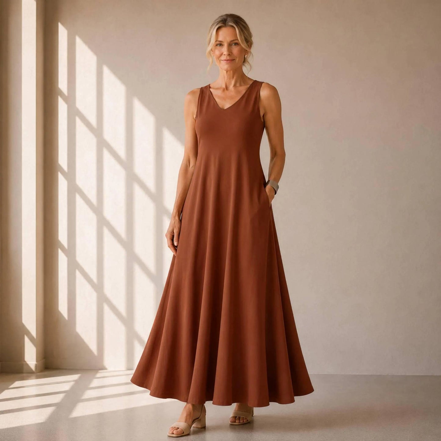 Flowy V-Neck Maxi Dress