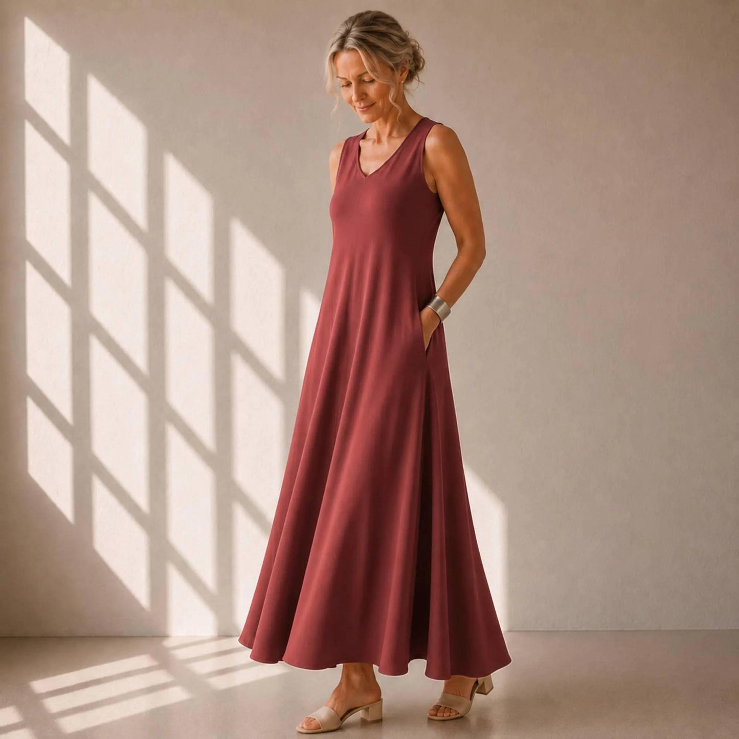 Flowy V-Neck Maxi Dress