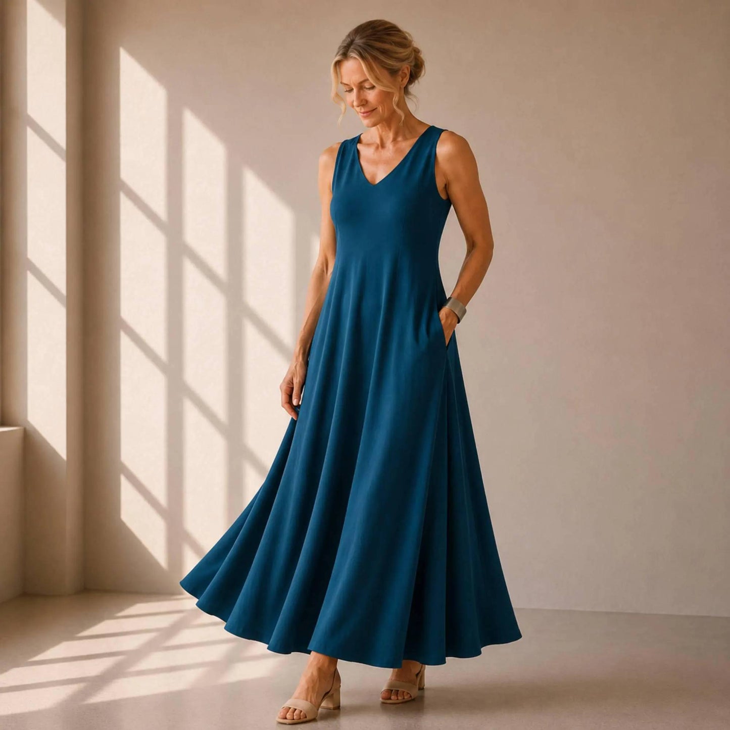Flowy V-Neck Maxi Dress