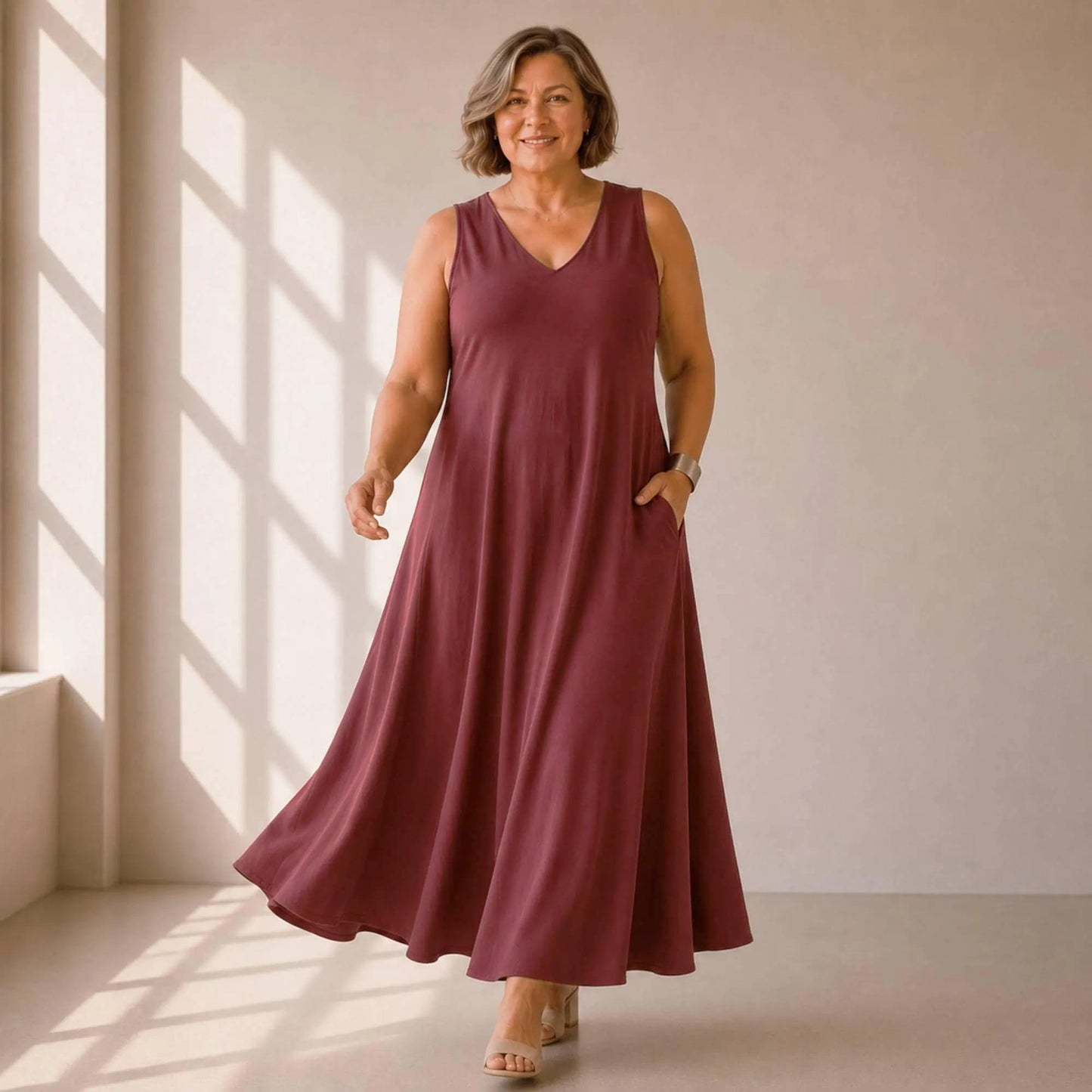 Flowy V-Neck Maxi Dress