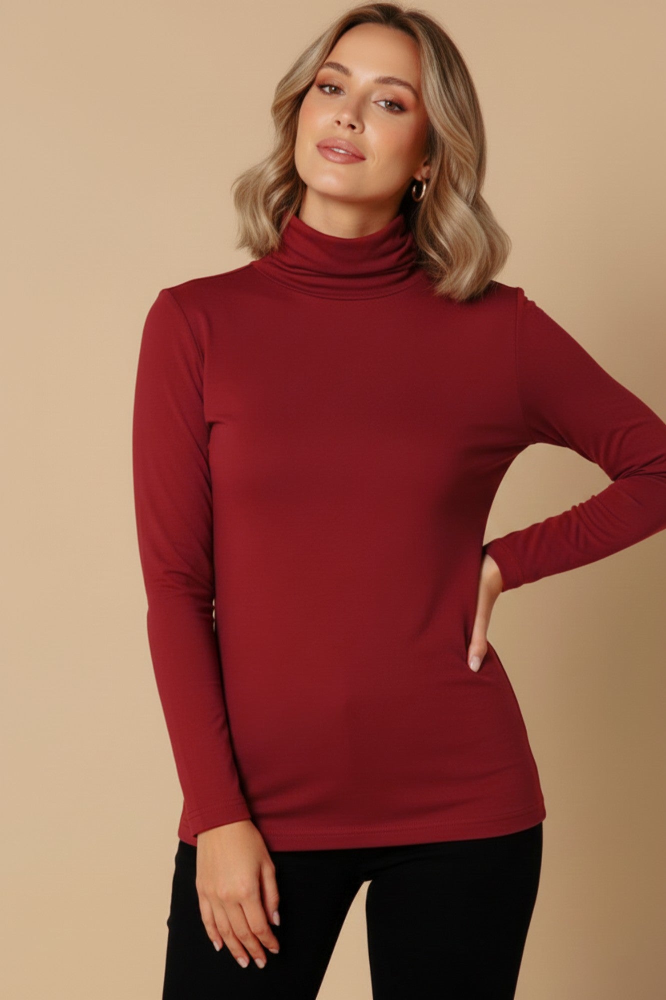 Ruched Turtle Neck Top – Elegant. Comfortable. Versatile by Junie Life