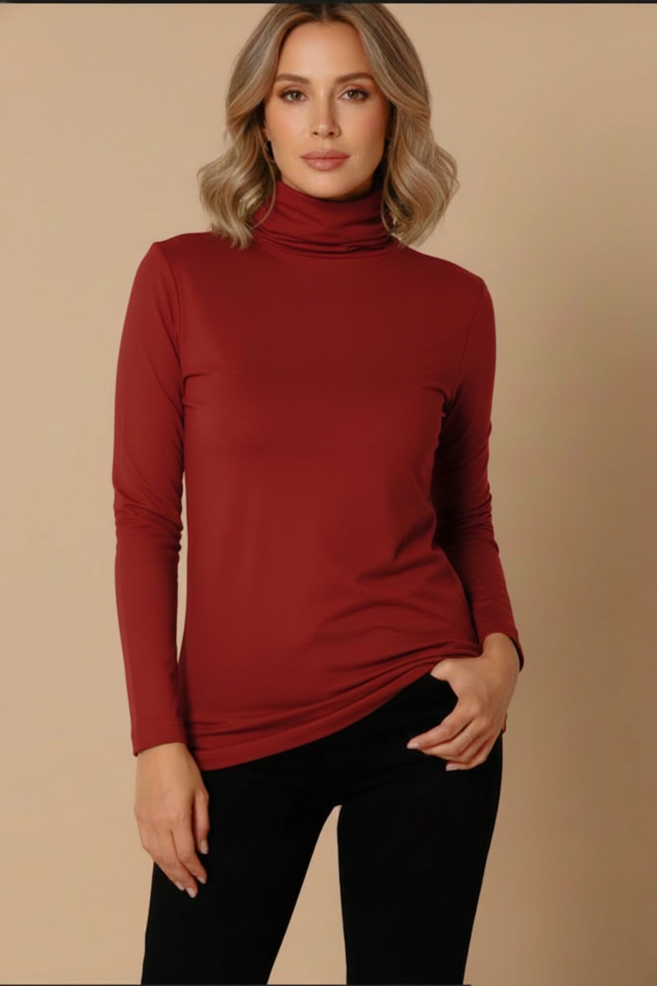 Ruched Turtle Neck Top – Elegant. Comfortable. Versatile by Junie Life