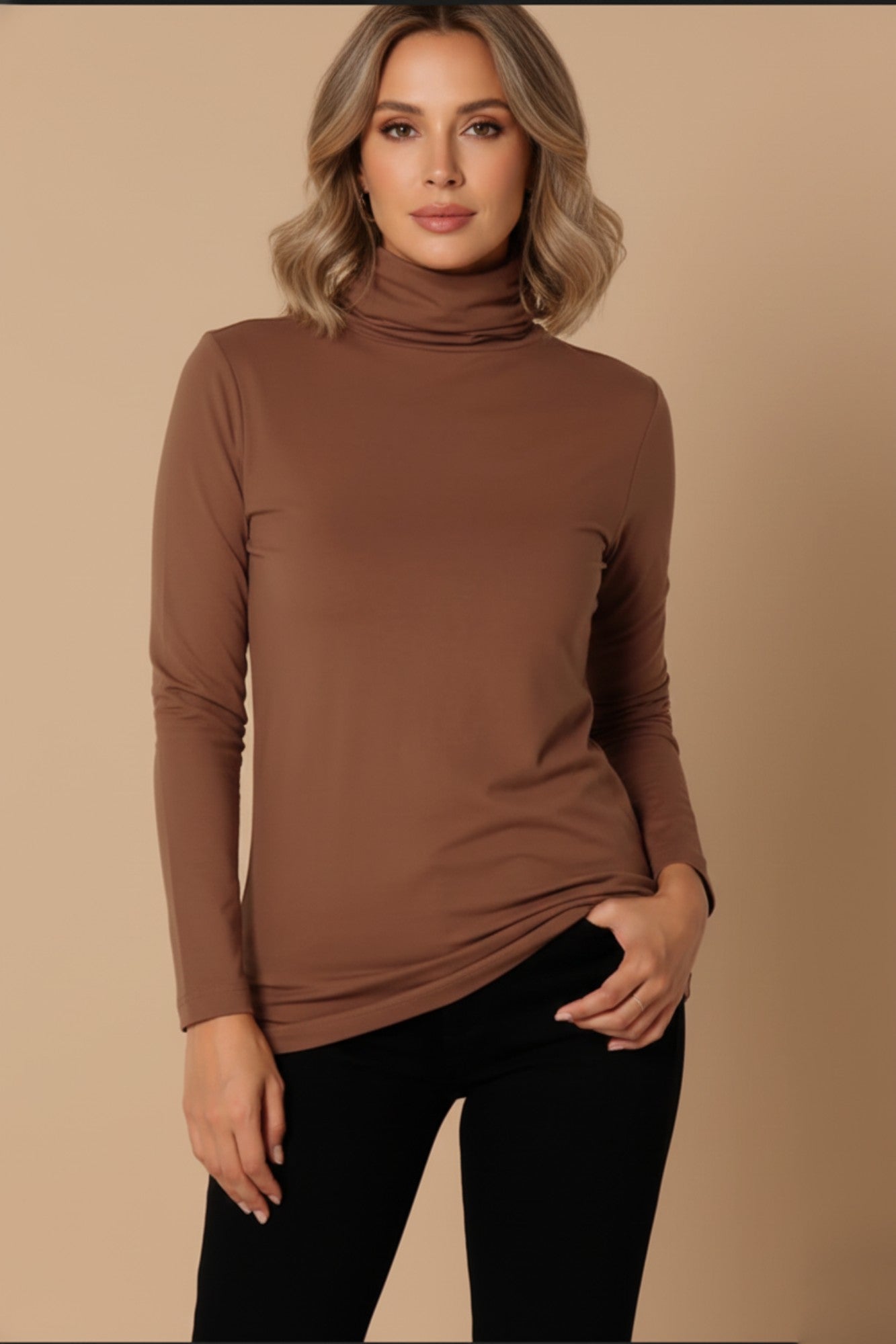 Ruched Turtle Neck Top – Elegant. Comfortable. Versatile by Junie Life