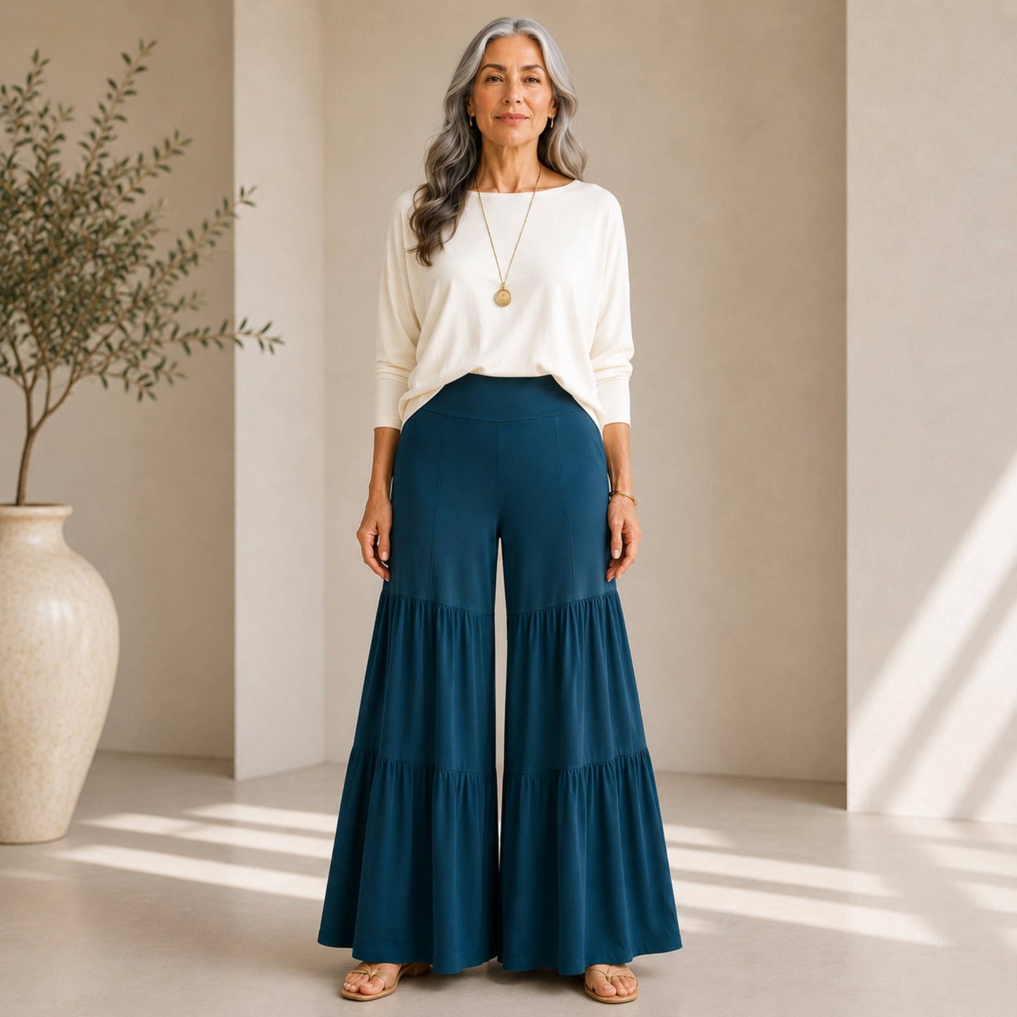 Tiered Wide Leg Palazzo Pants