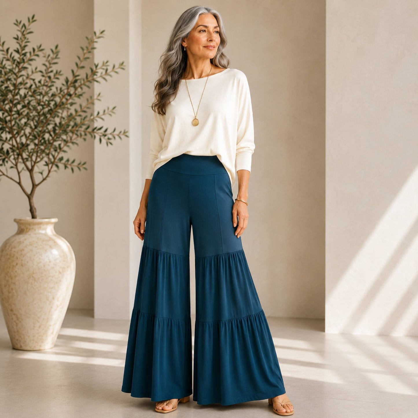 Tiered Wide Leg Palazzo Pants