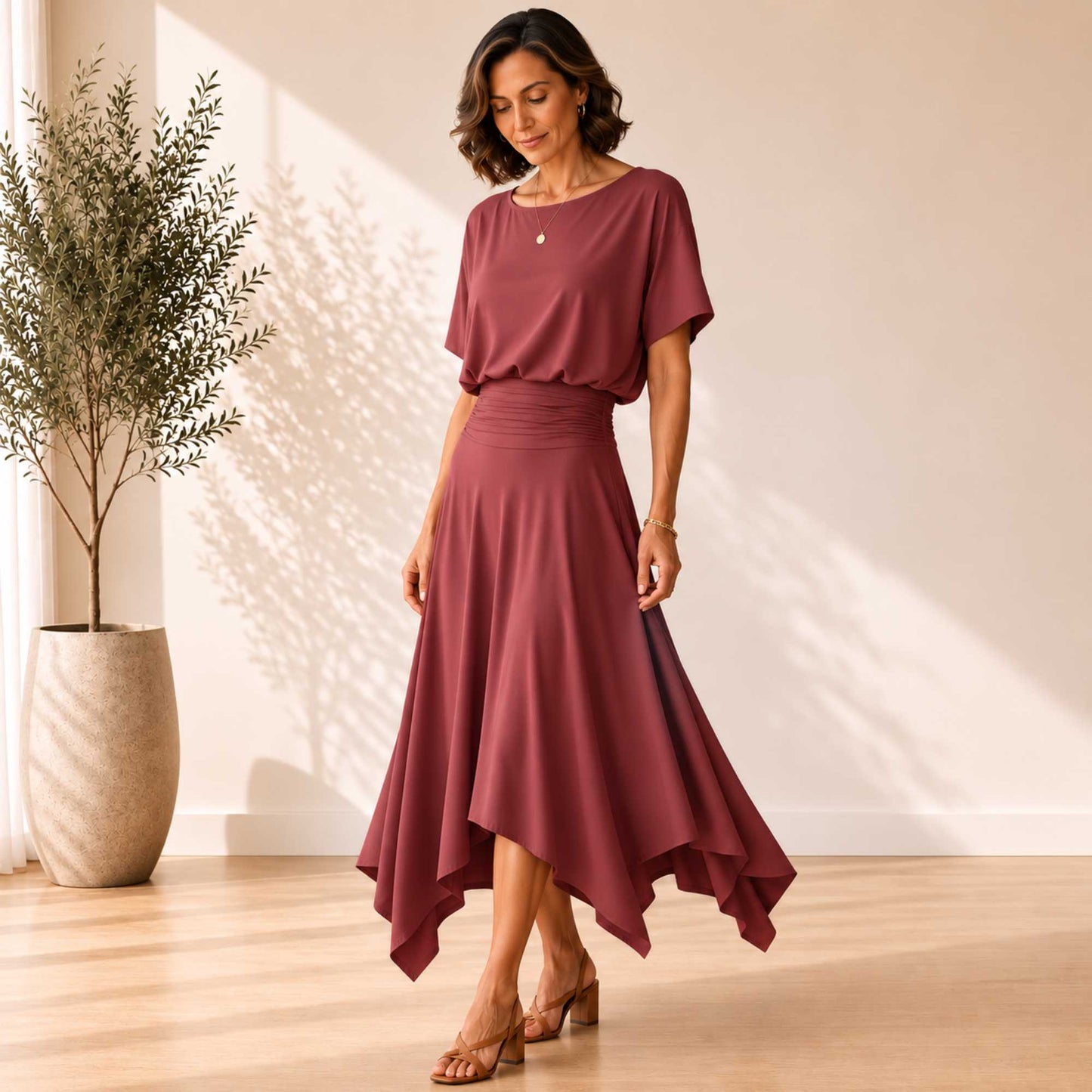 Two Piece Hanky Hem Skirt Set