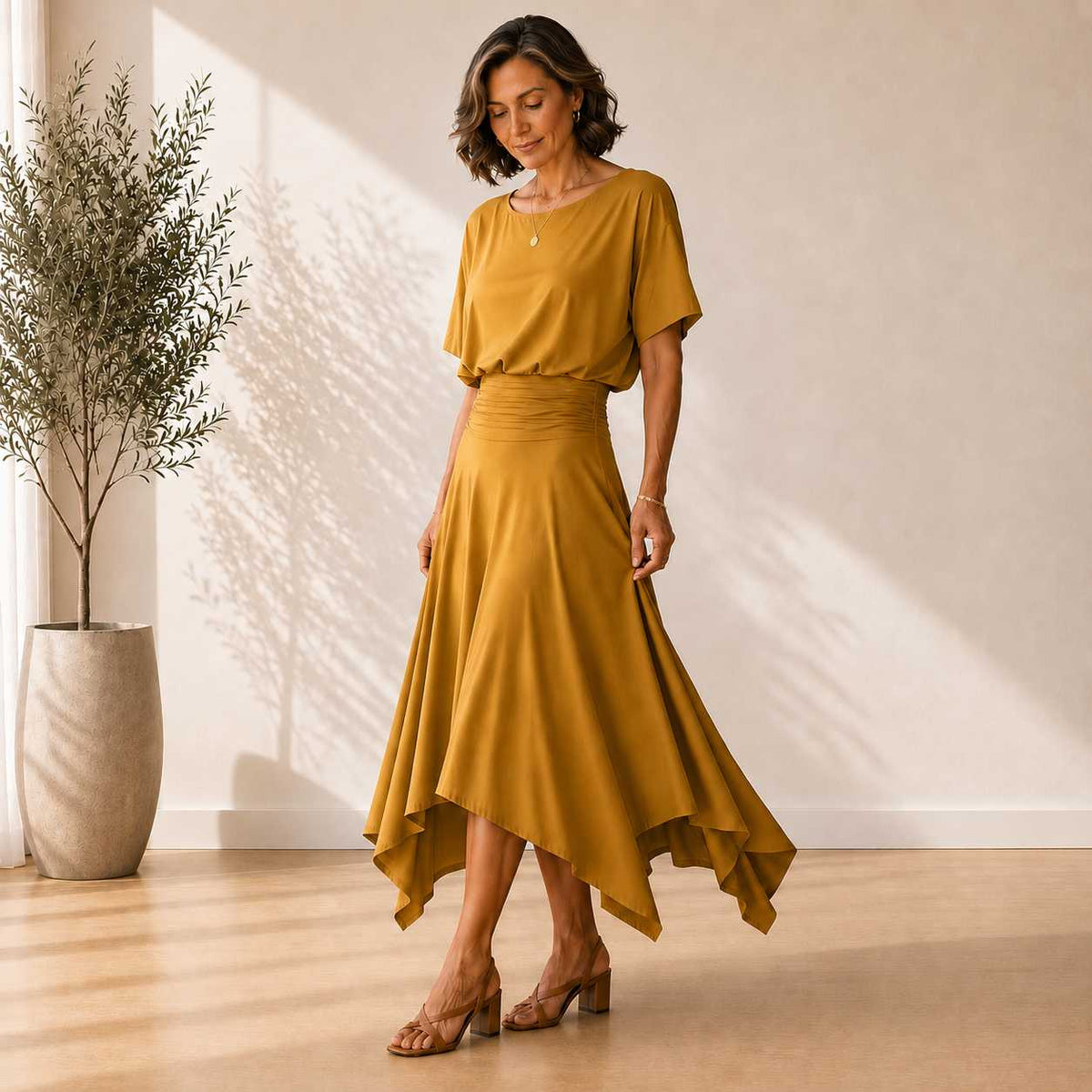 Two Piece Hanky Hem Skirt Set