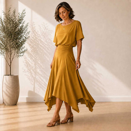 Two Piece Hanky Hem Skirt Set