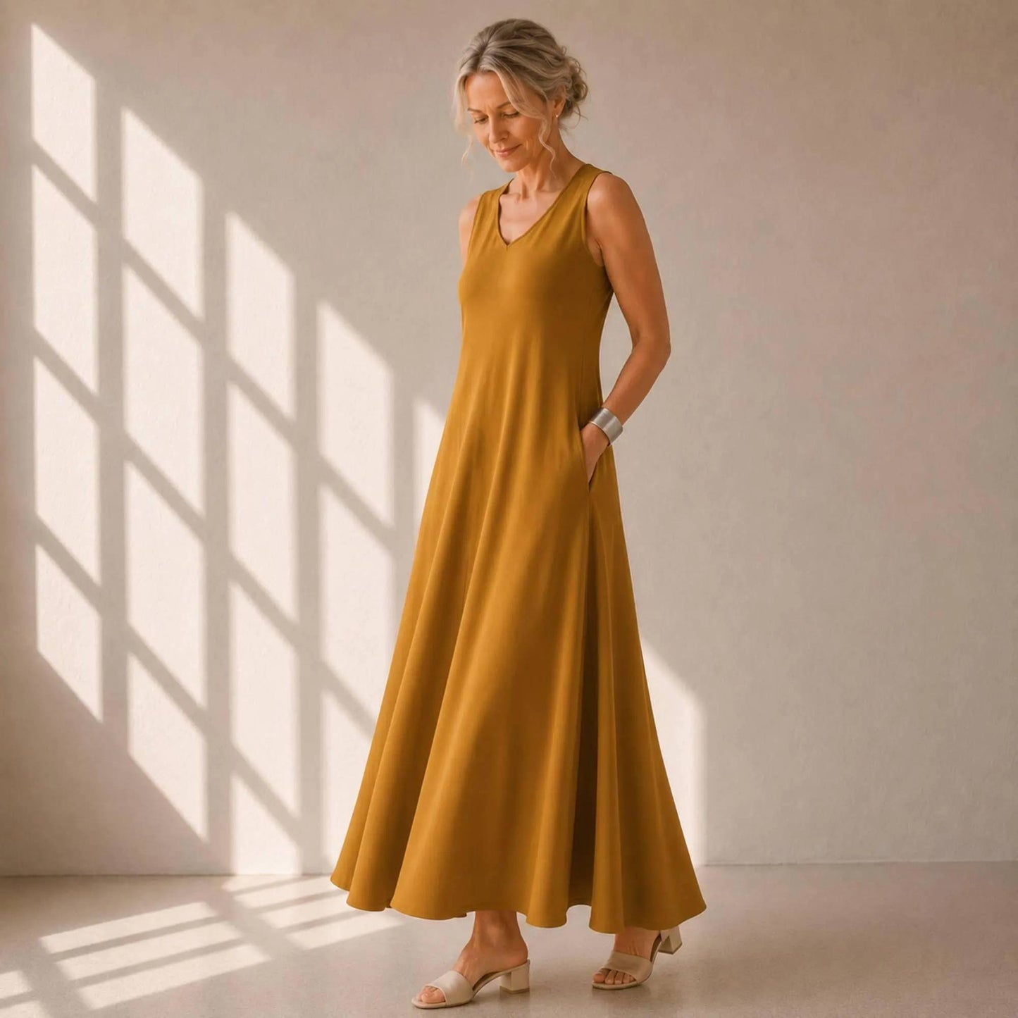 Flowy V-Neck Maxi Dress