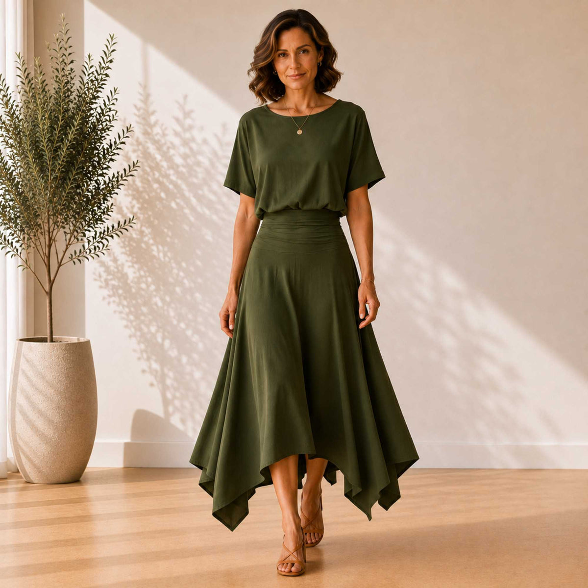 Two Piece Hanky Hem Skirt Set